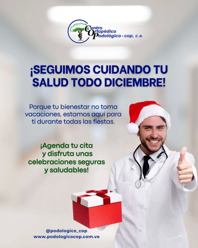 “¡En Clínica COP seguimos cuidando tu salud todo diciembre! 🎄✨
Porque tu bienestar no toma vacaciones, estamos aquí para ti durante todas las fiestas. ¡Agenda tu cita y disfruta unas celebraciones seguras y saludables!”